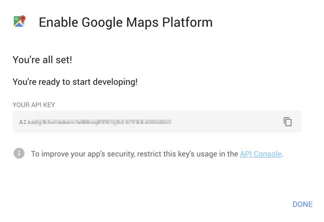 Enable Google Maps Platform