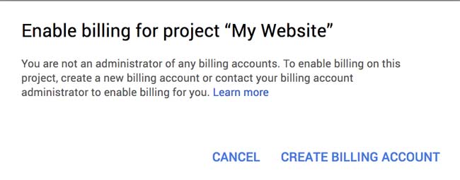 Enable billing for project